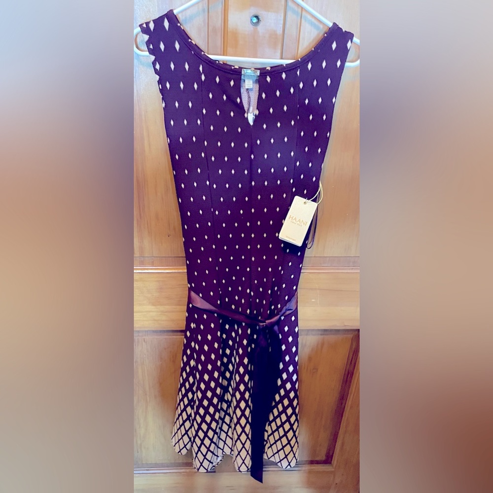 Purple and cream dress with cream triangles